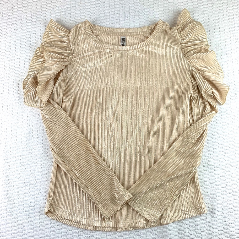 Beautees Cold Shoulder Ruffle Top